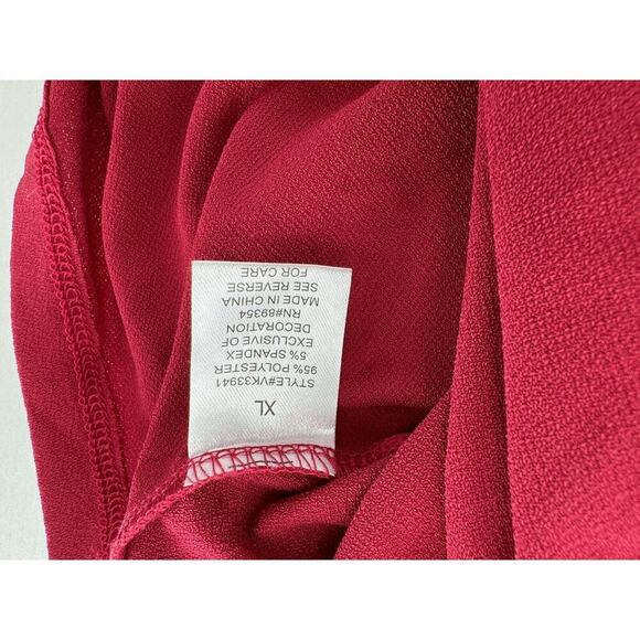 Adrienne Vittadini Top Blouse Size XL Red Neck Tie Classic Career Office Dressy‌ - Picture 10 of 16